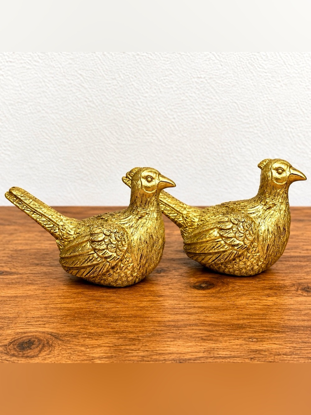 Target Bullseye Playground SET OF 2 Golden Brass Pheasant Bird Resin Figurines